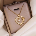 Golden heart necklace with rose design and opal stone in a luxury jewelry box - 6# Shell White Lips