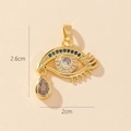 Golden Evil Eye pendant with blue zircons and teardrop crystal, 2.6cm x 2cm size detail - Gold Evil Eye Large Teardrop Zircon Pendant (23-4)