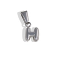 Silver stainless steel bubble letter H pendant with tiny clear zircon gemstone detail - H-Steel