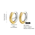 Minimalist two-tone gold and silver titanium steel hoop earrings with high polish finish - 5.0*12mm / Two Colors