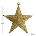 50cm gold glitter iron star Christmas decoration with hollow mesh design and hanging loop - 50cm / Gold