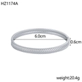 Silver open bangle bracelet with fishbone pattern, 6cm diameter and 0.6cm width - Inner Diameter 6.0cm Width 0.6cm / Silver (Herringbone)