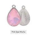 DIY pear-shaped teardrop charm with pink opal stone and silver star pattern base - Pink Opal Mocha