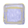Compact purple mesh beach bag with yellow zipper for sand toy storage and organization - Mesh Tofu Bag 12x12x6cm Light Purple