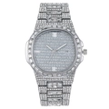 Luxus Damen Uhr mit quadratischem Gehäuse komplett mit Diamanten und Datumsanzeige - Silber
