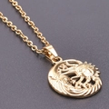 Golden stainless steel necklace featuring a hollow sun and moon celestial pendant - Gold