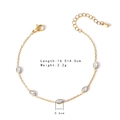 Golden titanium steel chain bracelet featuring five oval white zircon stones with lobster clasp - Oval Zirconia