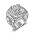 Anello chevalier hip hop da uomo di lusso in argento con micro cristalli incastonati - US 8 / Argento