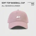 Pale pink cotton baseball cap featuring white ac embroidery and UV protection - ac Print-Rose Pink