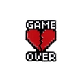 Καρφίτσα σμάλτου σε στυλ pixel art με ραγισμένη καρδιά και κείμενο Game Over - Στυλ GAME OVER (QHXZ3140)