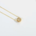 Gold square necklace pendant featuring sparkling letter D design on a delicate thin chain - Letter D (XL3420)