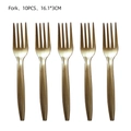 Set of 10 golden cowboy party forks made of polished plastic 16.1x3cm for birthday events - Gold Cutlery 10PCS-Fork