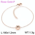 Rose gold stainless steel cat paw anklet with small diamonds and heart extension - Rose Gold Bracelet (KB166627-K)