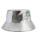 Chapeau bob argenté métallisé pour adultes avec finition brillante et bord renforcé de couture - L (58-60cm) / Argenté