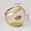 Cesto porta capsule caffè in filo d'oro champagne opaco con scritta Coffee 20cm - Sferico/Grande Capacità / Oro