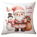 Pink Santa and snowman Christmas plush pillow cover with festive holiday print - Santa and Snowman (TQDS88-5)