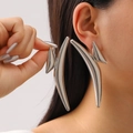 Orecchini in metallo fuso argento con grande trama di lava geometrica e astratta - Stile Geometrico Minimalista Aerodinamico Argento (K-954)