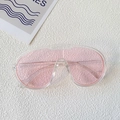 Retro sport kids sunglasses with transparent frame and pink lenses for sun protection - Transparent Pink Lens