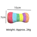 Rainbow striped bone plush pet toy for dogs and cats, size 15cm x 7cm, lightweight design - Rainbow Bone