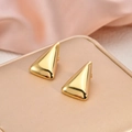 Minimalist 18K gold plated stainless steel triangle stud earrings in a polished finish - EH112-Minimalist Shiny Triangle