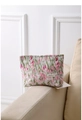 Macro detail of high-quality fabric texture and floral embroidery on a cosmetic bag - Large / Peach Pink