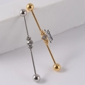 Industrial barbell earrings in gold and silver finish with 10mm gem center decoration - NO 4 Crystal Cluster