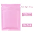 Pink resealable foil pouch bag with 18-mil thickness in a 100-piece bulk pack - 7x10cm*18mm Matte Pink [100 Pieces]