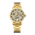 Skeleton automatic mechanical watch in gold stainless steel with Roman numeral dial - Male Style / Gold