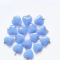 Light blue heart stone pendants with silver clasps for DIY jewelry making and gifts - Smelted Blue