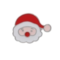 Christmas Santa Claus enamel pin with red hat and white beard in silver finish - C1852-7-Santa Head