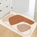 Abstract geometric PVC door mat in terracotta and beige on wooden floor - 60×90CM / Mountain Dwelling (Horizontal)