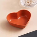 Eco-friendly wheat straw heart-shaped seasoning dish in red finish for kitchen - Orange