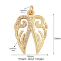 Golden wing jewelry pendant with white rhinestones, size 19x16mm for DIY accessories - Angel Wing-Gold