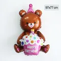 Brown bear birthday balloon with cupcake and party hat decoration 97x77 cm size - Brown Cake Bear