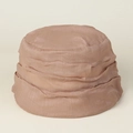 Detailed view of layered pleats and silk texture on a dusty pink ramie bucket hat - M (56-58cm) / Khaki