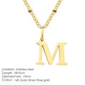 Elegant 14K gold plated stainless steel letter M initial pendant necklace for women - Letter M / Gold