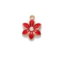 DIY zesbladige bloemenhanger in rood emaille met gouden randen en een glanzend kristal - Rood Iriserende Strass