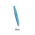 Light blue precision stainless steel slanted tweezers for eyebrow grooming and beauty care - Blue