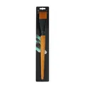 Size 12 flat nylon paint brush with light orange bristles and natural wood handle - Wood Grain Handle / HB-3340-12