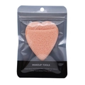 Pink heart-shaped facial sponge in transparent self-sealing packaging with hanging hole - Heart Shaped / Orange