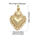 Golden heart pendant with hollow patterns and center heart for DIY jewelry making - Ysn014-12 / 18K Gold