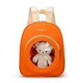 Mochila infantil naranja brillante con ventana transparente y lindo oso de peluche blanco - Naranja