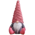Roze pluchen Scandinavische kerstkabouter met witte baard en puntige glittermuts - Roze