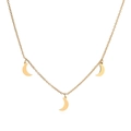 Gold stainless steel necklace featuring three crescent moon pendants on a dainty chain - Gold Moon