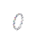 Minimalistischer S925 Sterlingsilber Ring mit bunten runden Zirkonia Regenbogensteinen - US-Größe 5 / 925 Sterlingsilber