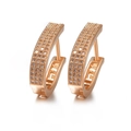 Rose gold huggie hoop earrings with micro-paved white zircon stones in a semi-circular design - 33-Rose Gold Full Pave Semi-Circle Huggie / Rose Gold