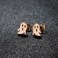Ghost earrings for Halloween in rose gold finish with cute hollowed-out face design - Ghost / Rose Gold