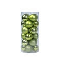 Detailansicht grüner Weihnachtskugeln in matt, glänzend und mit Glitzereffekt - 8cm (24er-Pack) / Fruchtgrün