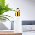 50ml; Gold Flower Basket Cap + White Rubber Dropper + Frosted Bottle; Glass