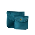 Peacock blue velvet jewelry pouches with snap buttons in two different sizes - 6.5x6.5cm / Teal